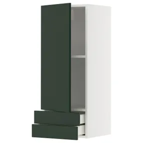 IKEA METOD МЕТОД / MAXIMERA МАКСИМЕРА, навесной шкаф с дверцей/2 ящика, белый/Гавсторп темно-зеленый, 40x100 см 295.568.62 фото