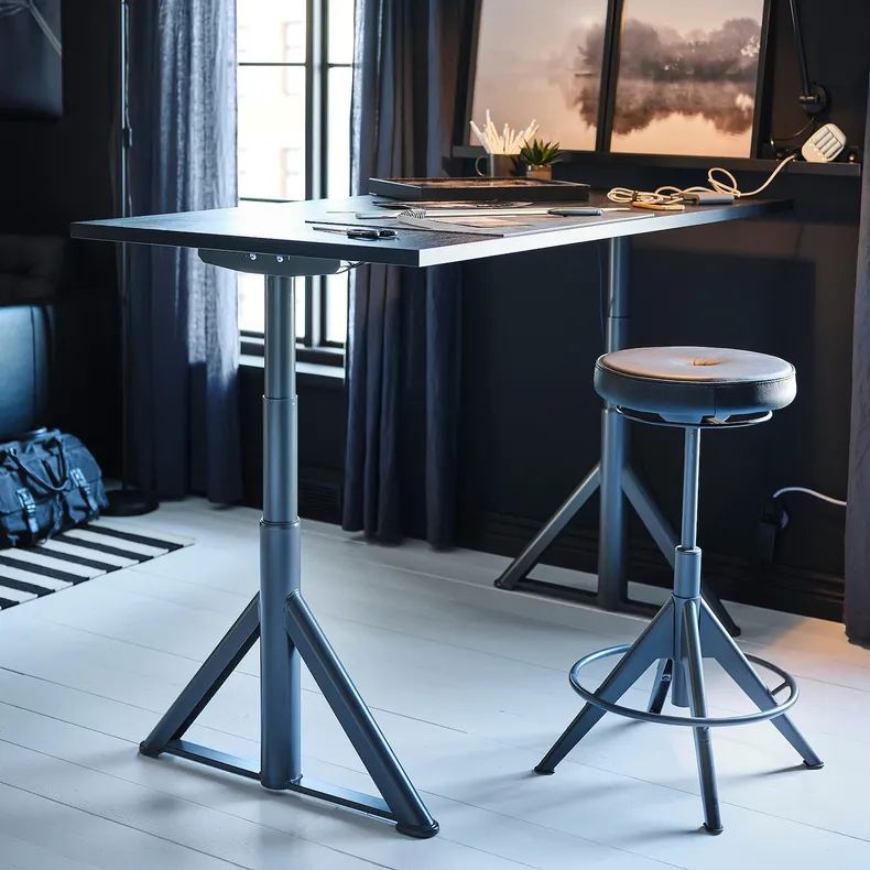 IKEA IDÅSEN ІДОСЕН, стіл регульований, чорний/темно-сірий, 160x80 см 492.809.90 фото №3