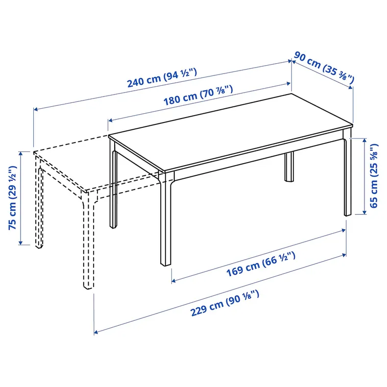 IKEA EKEDALEN ЕКЕДАЛЕН / LIDÅS ЛІДОС, стіл+6 стільців, білий/білий, 180/240 см 895.704.31 фото №5