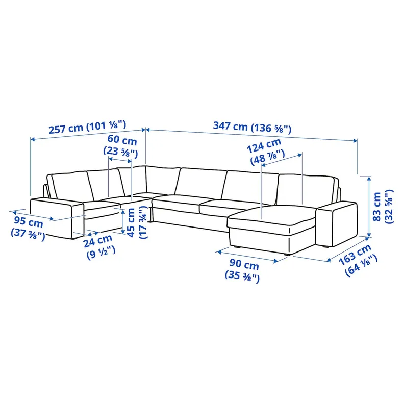 IKEA KIVIK КІВІК, кутовий диван, 5-місний з кушеткою, Талміра темно-зелена 094.847.10 фото №5
