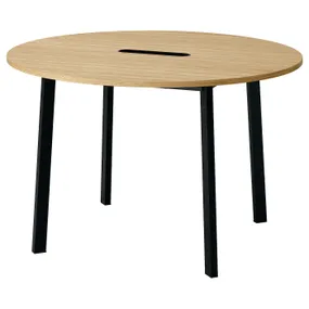 IKEA MITTZON МІТТЗОН, стіл для конференцій, круглий okl дуб / чорний, 120x75 см 095.304.58 фото