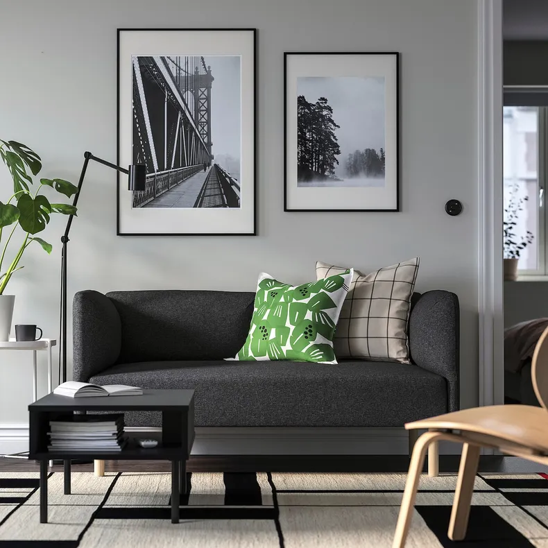 IKEA LILLEHEM ЛИЛЛЕХЕМ, 2-местный модульный диван, Окрашенное дерево темно-серого цвета 994.712.61 фото №2