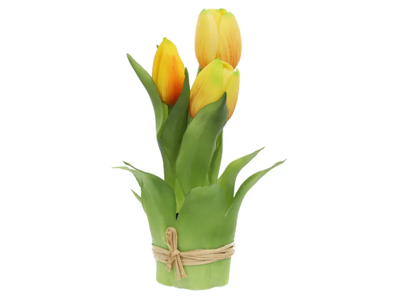 BRW тюльпани в пучках 20 см 3 шт прогумовані жовті 090938 фото №1