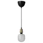 IKEA JÄLLBY ЭЛЛЬБИ / MOLNART МОЛНАРТ, подвесной светильник с лампочкой, Латунь / трубка в форме белого / прозрачного стекла 794.945.60 фото
