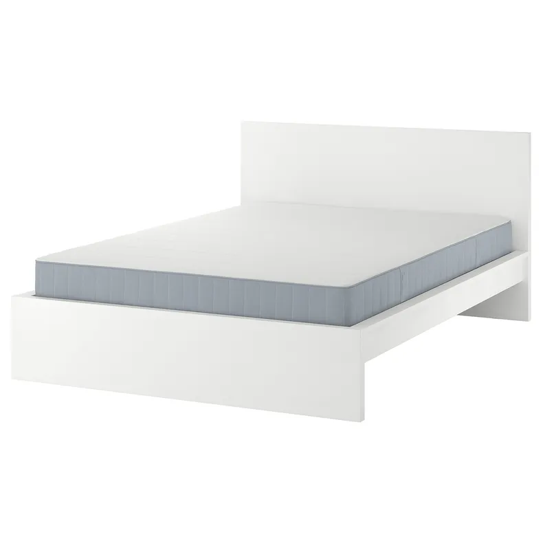 IKEA MALM МАЛЬМ, каркас ліжка з матрацом, білий / ВЕСТЕРЕЙ жорсткий, 140x200 см 295.447.08 фото №1