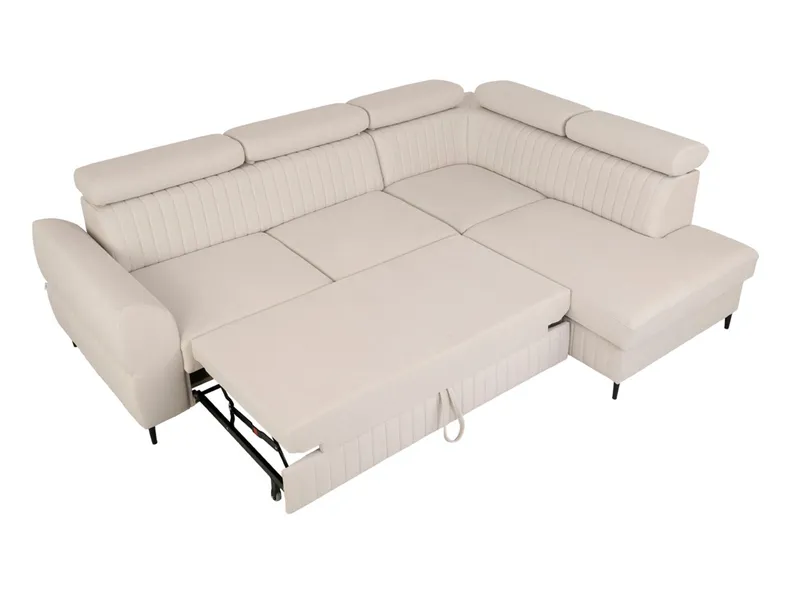 BRW Кутовий диван Aron правобічний з функцією спального місця і ящиком для зберігання велюровий бежевий NA-ARON-2F.RECBK-GC_BBF2B1 фото №5