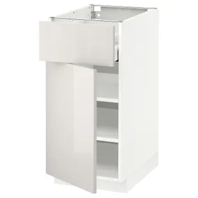 IKEA METOD МЕТОД / MAXIMERA МАКСИМЕРА, напольный шкаф с ящиком / дверцей, белый / светло-серый, 40x60 см 194.572.16 фото