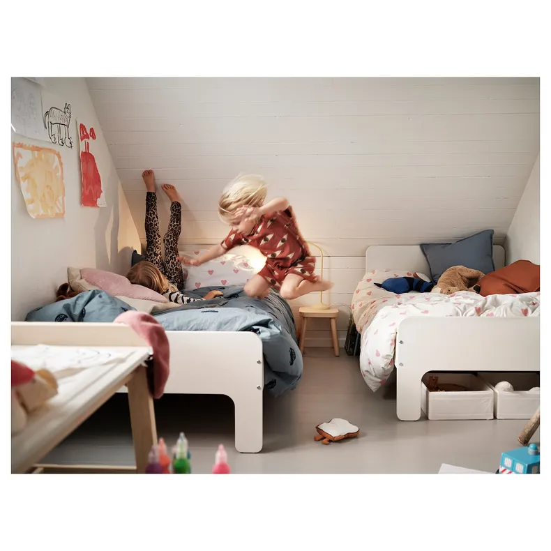 IKEA SLÄKT СЛЭКТ, раздвижная кровать с реечным дном, белый, 80x200 см 193.264.28 фото №6