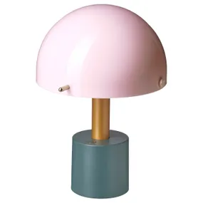 IKEA NÖDMAST НЁДМАСТ, переносной светильник,на батарейках, светло-розовый/темно-зеленый, 26 см 505.759.05 фото