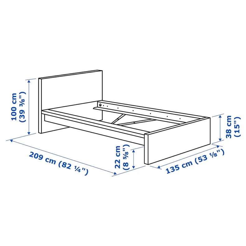 IKEA MALM МАЛЬМ, каркас кровати, дубовый шпон, беленый / Лурой, 120x200 см 591.322.87 фото №8