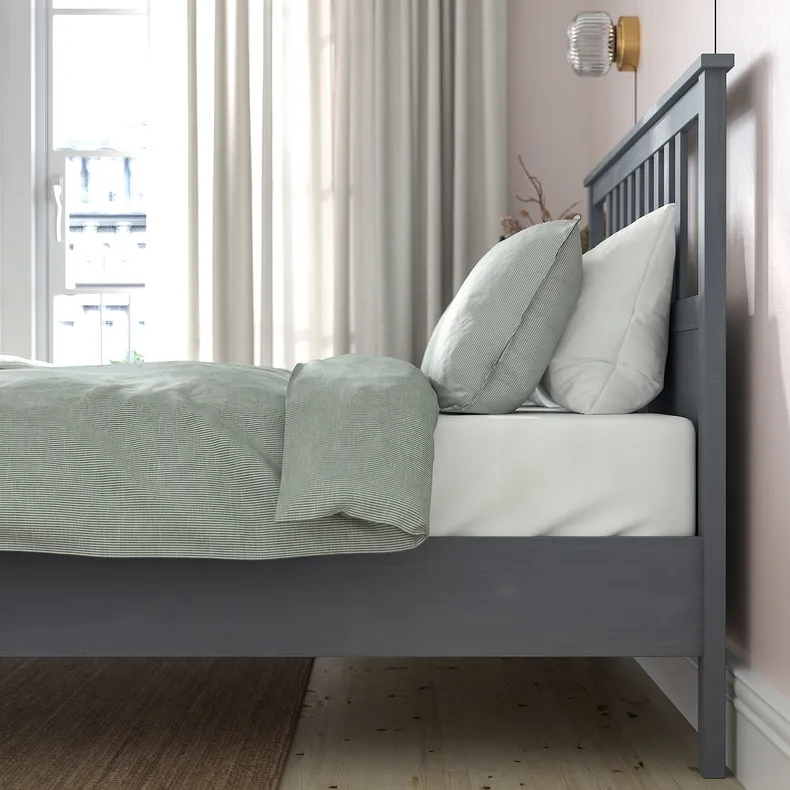 IKEA HEMNES ХЕМНЭС, каркас кровати, окрашенный серый / Лёнсет, 160x200 см 592.471.89 фото №4
