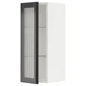 IKEA METOD МЕТОД, навісна шафа,полиці / скляні дверцята, білий / ХЕЙСТА антрацитове рифлене скло, 30x80 см 194.907.15 фото