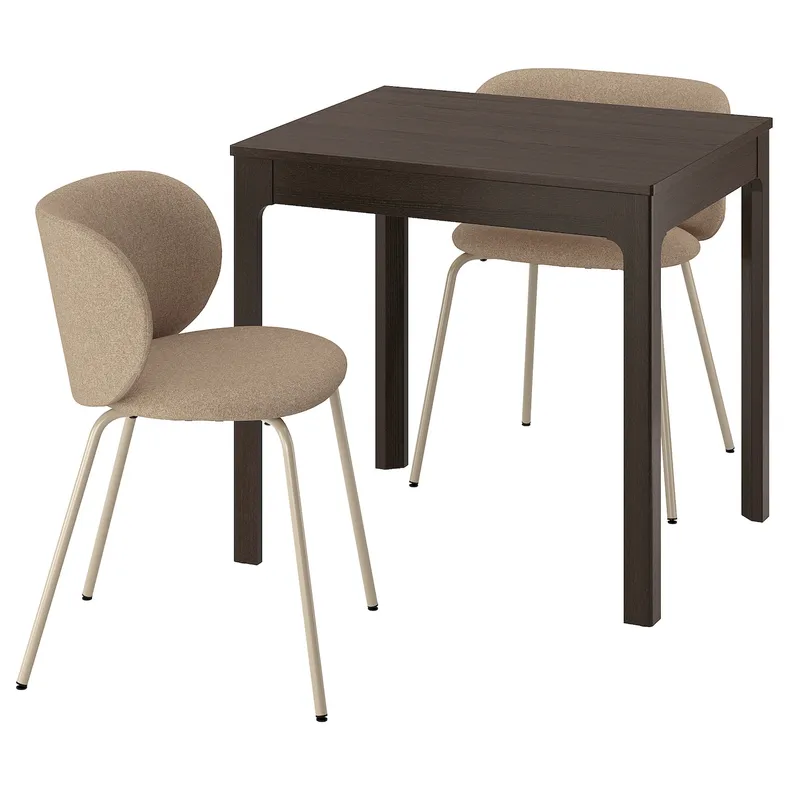 IKEA EKEDALEN ЕКЕДАЛЕН / KRYLBO КРЮЛБУ, стіл+2 стільці, темно-коричневий/Tonerud темно-бежевий, 80/120 см 195.707.26 фото №1