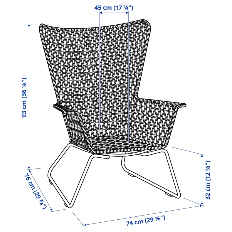 IKEA HÖGSTEN ХЭГСТЕН, садовое кресло, белый 502.098.65 фото №5