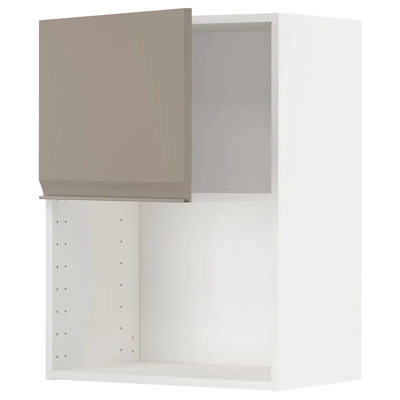IKEA METOD МЕТОД, навесной шкаф для СВЧ-печи, белый / матовый темно-бежевый, 60x80 см 394.924.74 фото №1
