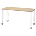 IKEA MÅLSKYTT МОЛСКЮТТ / KRILLE КРИЛЛЕ, письменный стол, берёза / белый, 140x60 см 394.177.62 фото thumb №1