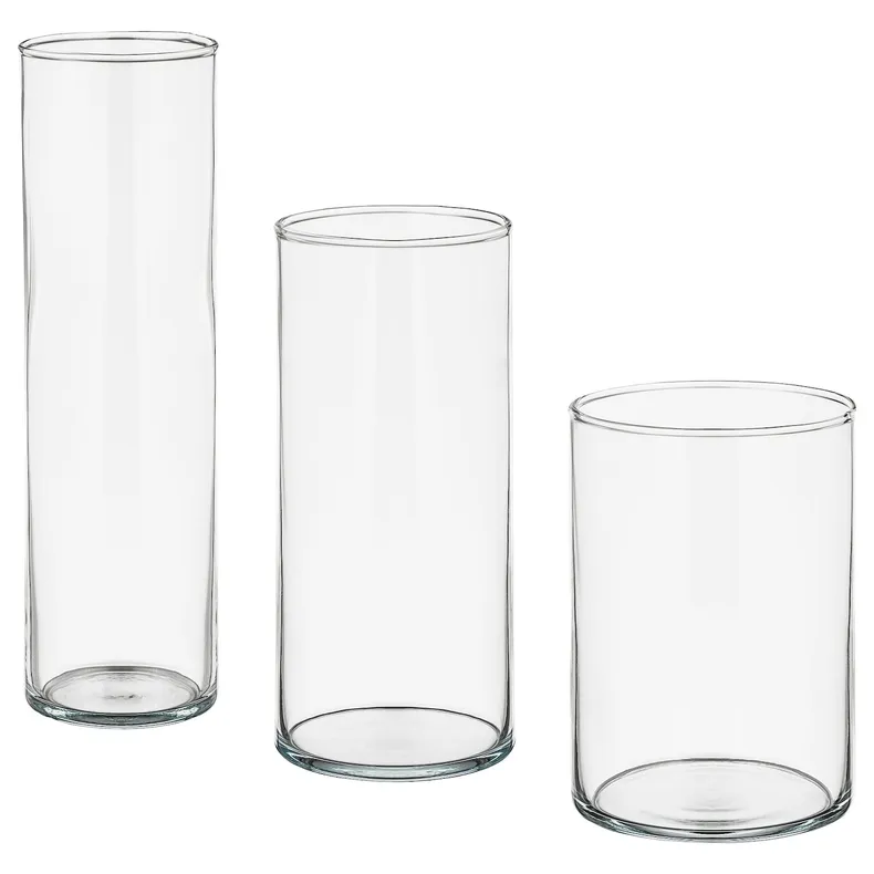 IKEA CYLINDER ЦИЛІНДР, ваза, 3 шт, прозоре скло 601.750.92 фото №1
