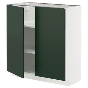 IKEA METOD МЕТОД, напольный шкаф с полками/2дверцами, белый/Гавсторп темно-зеленый, 80x37 см 995.571.89 фото