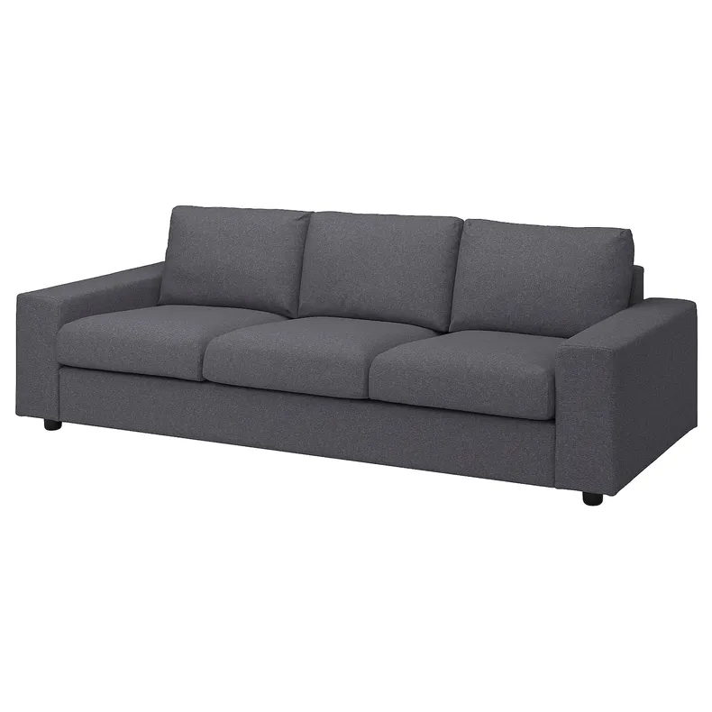IKEA VIMLE ВІМЛЕ, 3-місний диван, з широкими підлокітниками / ГУННАРЕД класичний сірий 194.013.33 фото №1