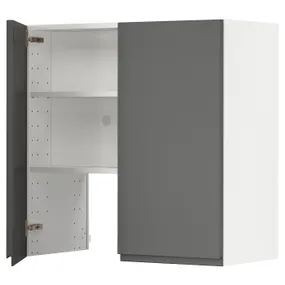 IKEA METOD МЕТОД, навесной шкаф д / вытяжки / полка / дверь, белый / Воксторп темно-серый, 80x80 см 095.043.60 фото