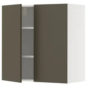 IKEA METOD МЕТОД, навісна шафа з полицями/2 дверцят, білий/хавсторп коричневий/бежевий, 80x80 см 895.582.74 фото