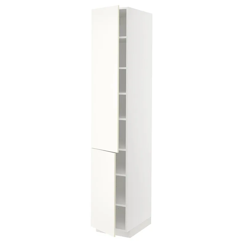 IKEA METOD МЕТОД, висока шафа із полицями / 2 дверцят, білий / ВАЛЛЬСТЕНА білий, 40x60x220 см 295.073.10 фото №1
