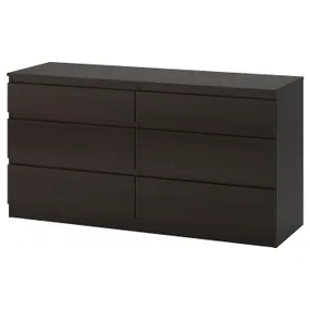 IKEA KULLEN КУЛЛЕН, комод із 6 шухлядами, чорно-коричневий, 140x72 см 003.092.35 фото