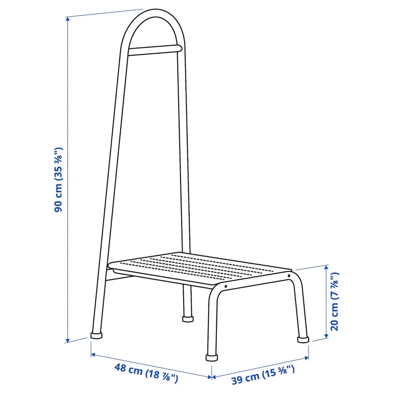 IKEA BÄSINGEN БЕСІНГЕН, стілець-драбина з поручнем, антрацит 505.957.48 фото №7