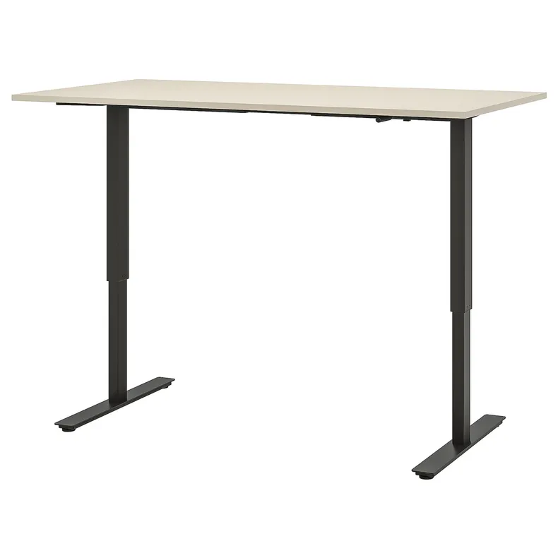 IKEA TROTTEN ТРОТТЕН, стіл регульований, бежевий / антрацит, 160x80 см 194.295.96 фото №1