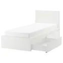 IKEA MALM МАЛЬМ, каркас ліжка, високий, 2 крб д / збер, білий / ЛУРОЙ, 90x200 см 290.115.07 фото thumb №1