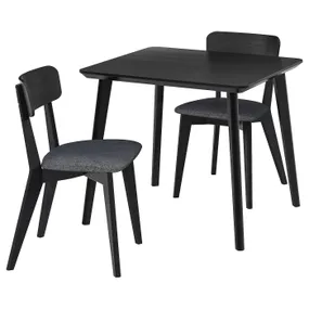 IKEA LISABO ЛІСАБО / LISABO ЛІСАБО, стіл+2 стільці, чорний/Tallmyra чорний/сірий, 88x78 см 895.549.21 фото