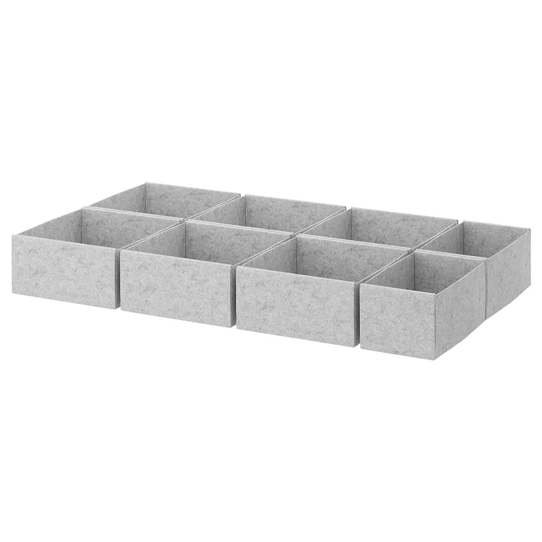 IKEA KOMPLEMENT КОМПЛЕМЕНТ, коробка, набір із 8 шт., світло-сірий, 90x54 см 792.608.44 фото №1