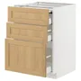 IKEA METOD МЕТОД / MAXIMERA МАКСИМЕРА, напольный шкаф с выдвиж панелью / 3ящ, белый / дуб форсбака, 60x60 см 595.092.99 фото