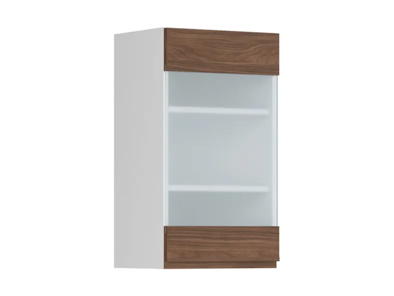 BRW Кухонный шкаф Sole 40 см с правым верхом и витриной lincoln walnut, альпийский белый/линкольнский орех FH_G_40/72_PV-BAL/ORLI фото №2