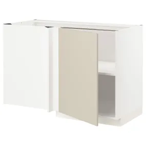 IKEA METOD МЕТОД, угловой напольный шкаф с полкой, белый / гавсторпский бежевый, 128x68 см 494.655.59 фото