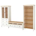 IKEA HEMNES ХЕМНЭС, шкаф для ТВ, комбинация, белое пятно / светло-коричневое прозрачное стекло, 326x197 см 192.995.71 фото thumb №1