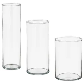 IKEA CYLINDER ЦИЛИНДР, набор ваз,3 штуки, прозрачное стекло 601.750.92 фото