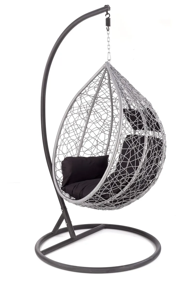 Садове крісло, кокон HALMAR EGGY, сірий / чорний фото №3