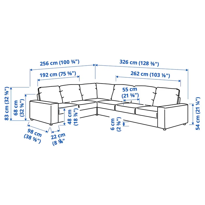 IKEA VIMLE ВІМЛЕ, кутовий диван, 5-місний, з широкими підлокітниками / ГУННАРЕД класичний сірий 394.018.03 фото №6