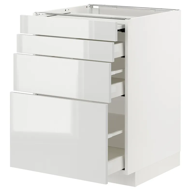 IKEA METOD МЕТОД / MAXIMERA МАКСИМЕРА, напольный шкаф с выдвиж панелью / 3ящ, белый / светло-серый, 60x60 см 594.335.01 фото №1
