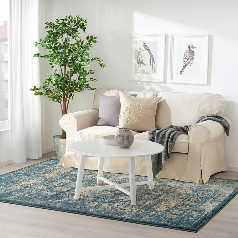 IKEA SEJLFLOD СЕЙЛЬФЛОД, килим, короткий ворс, синій / білий, 160x235 см 505.311.10 фото №5