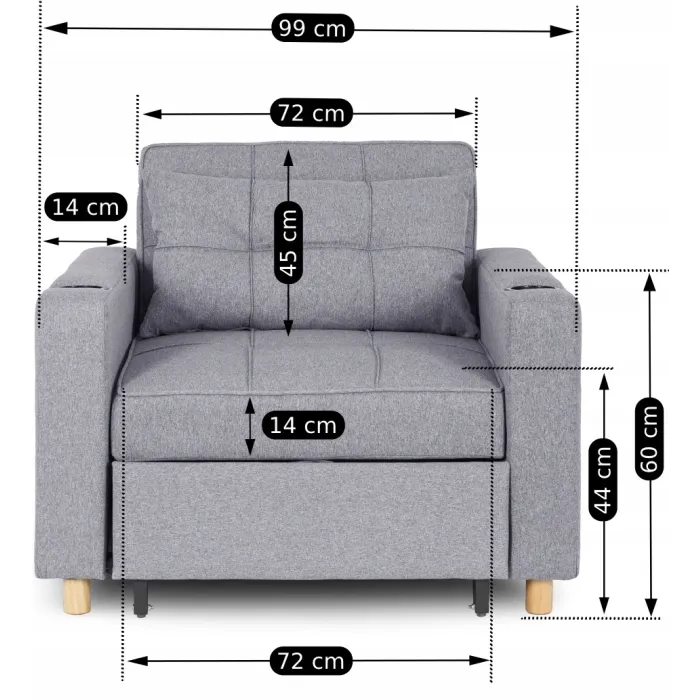 Крісло розкладне MEBEL ELITE SOLOR, тканина: сірий фото №19