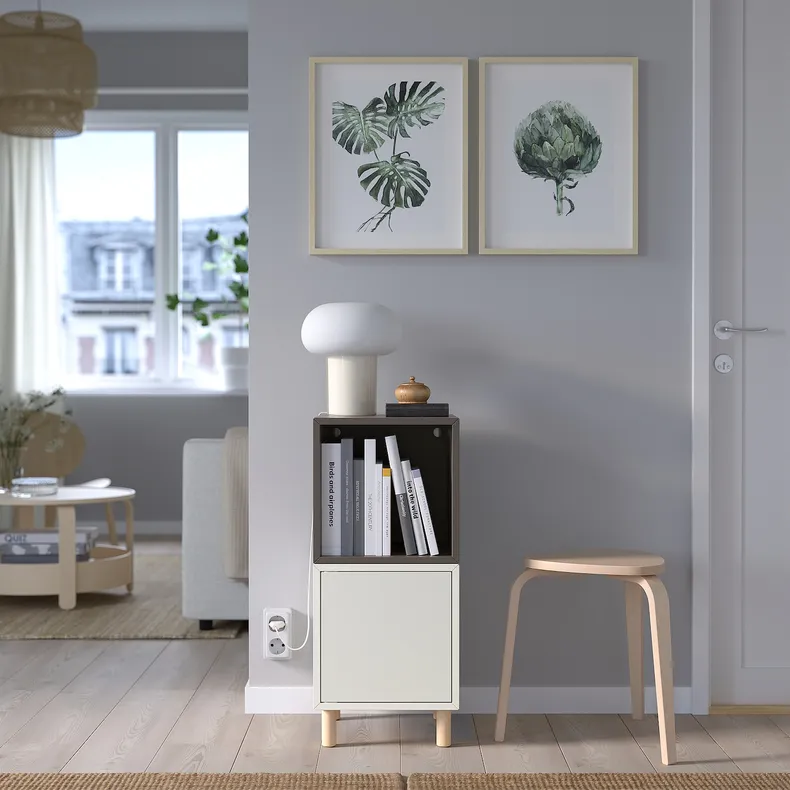 IKEA EKET ЕКЕТ, комбінація шаф із ніжками, білий темно-сірий / деревина, 35x35x80 см 193.860.78 фото №3