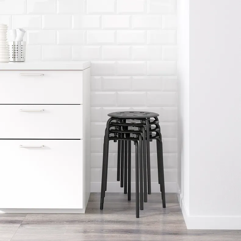 IKEA MELLTORP МЕЛЬТОРП / MARIUS МАРІУС, стіл+2 табурети, білий/чорний, 75 см 990.117.64 фото №4