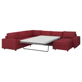 IKEA VIMLE ВИМЛЕ, углов 5-мест диван-кровать+козетка, с широкими подлокотниками/Lejde красный/коричневый 395.375.47 фото