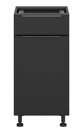 BRW Кухонна шафа Sole L6 40 см права з висувною шухлядою з плавним закриттям чорний матовий, чорний/чорний матовий FM_D1S_40/82_P/STB-CA/CAM фото
