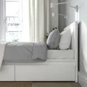 IKEA MALM МАЛЬМ, каркас ліжка, високий, 4 коробки для зберігання, білий, Лейрсунд, 140x200 см фото thumb №5