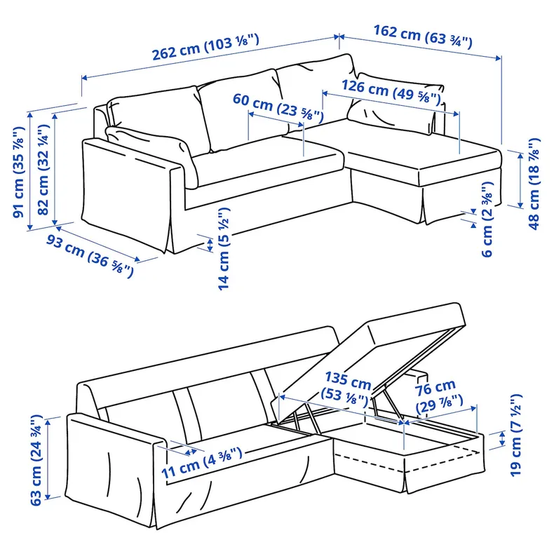 IKEA HYLTARP ХЮЛЬТАРП, 3-місний диван з кушеткою, прав, ГРАНСЕЛЬ сірий фото №6