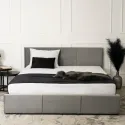 Кровать двуспальная бархатная MEBEL ELITE ALISSON Velvet, 160x200 см, Серый фото thumb №6