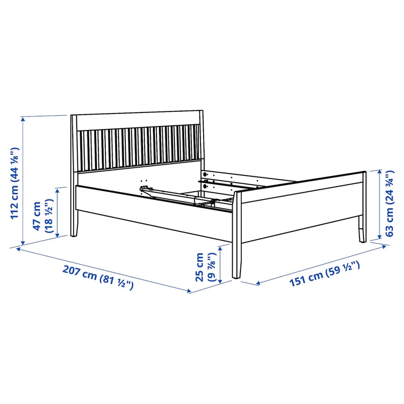 IKEA IDANÄS ИДАНЭС, каркас кровати, белый / Лурёй, 140x200 см 293.921.92 фото №12